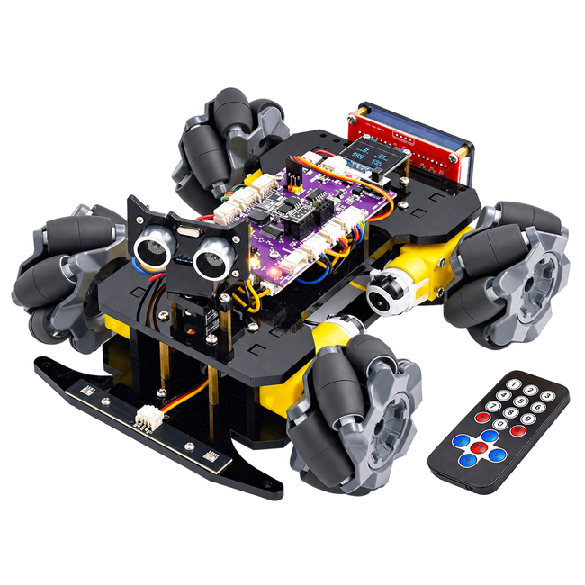 Mecanum Explorer Robot Car Kit — product view. Robot kit — battery supply to confirm.