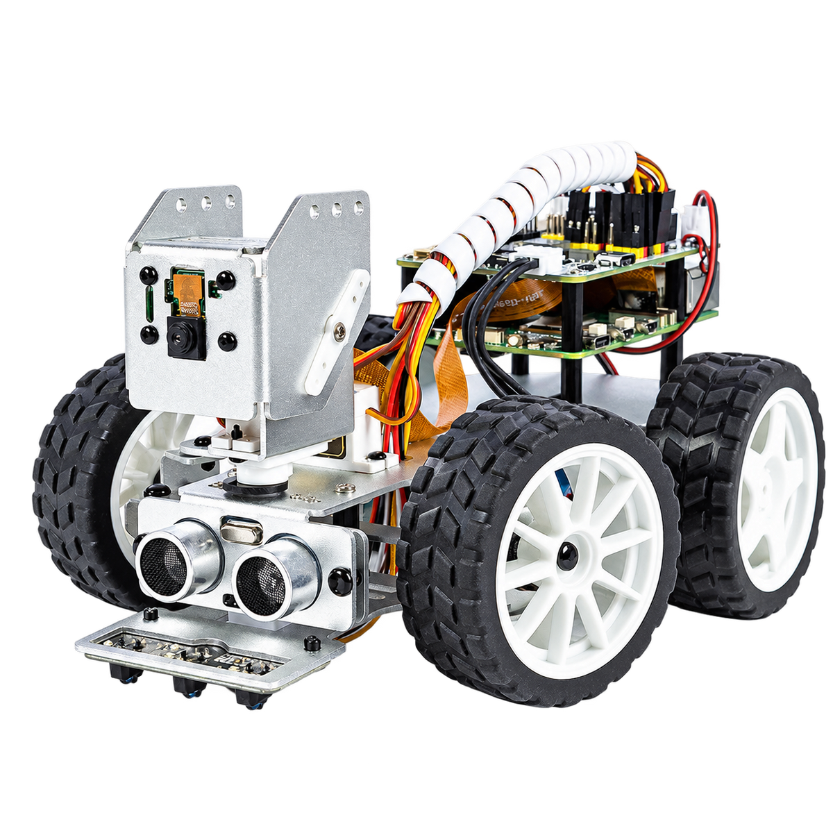 Raspberry Pi Steering Robot Car with Camera — product view. Robot car kit — Raspberry Pi excluded.