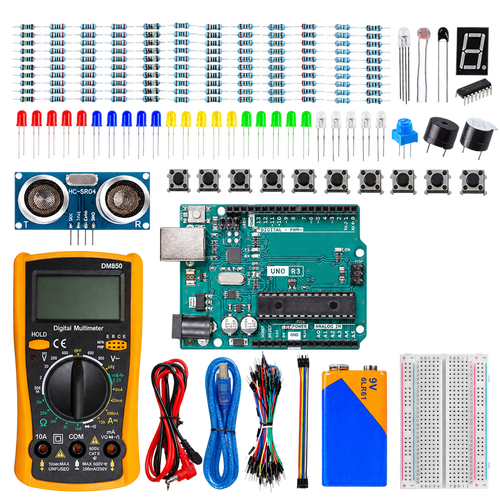 Arduino Uno R3 Beginner Electronics Lab — product view. Beginner electronics kit with Arduino Uno R3.