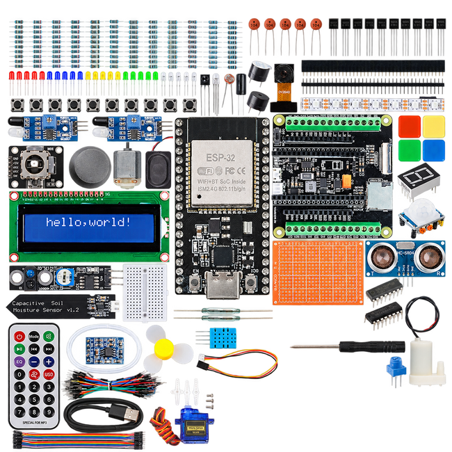 ESP32 Camera & IoT Electronics Starter Kit — product view. ESP32 camera and electronics starter kit.