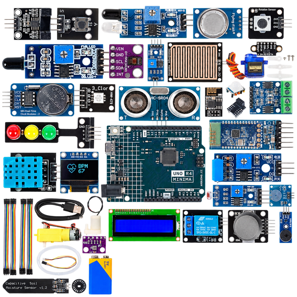 Arduino Uno R4 Minima Sensor Lab — product view. Uno R4 Minima sensor kit.