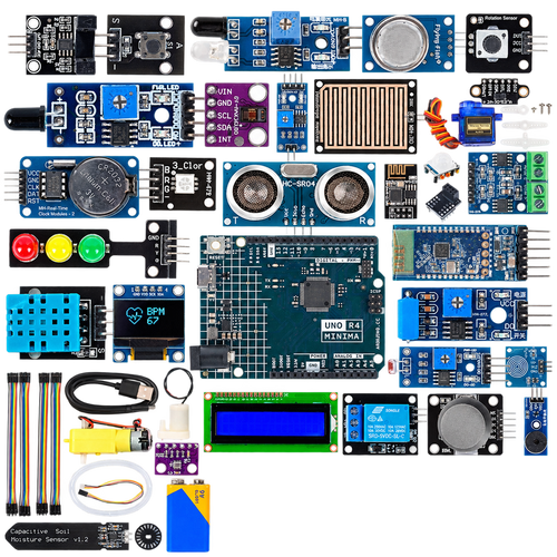 Arduino Uno R4 Minima Sensor Lab — product view. Uno R4 Minima sensor kit.