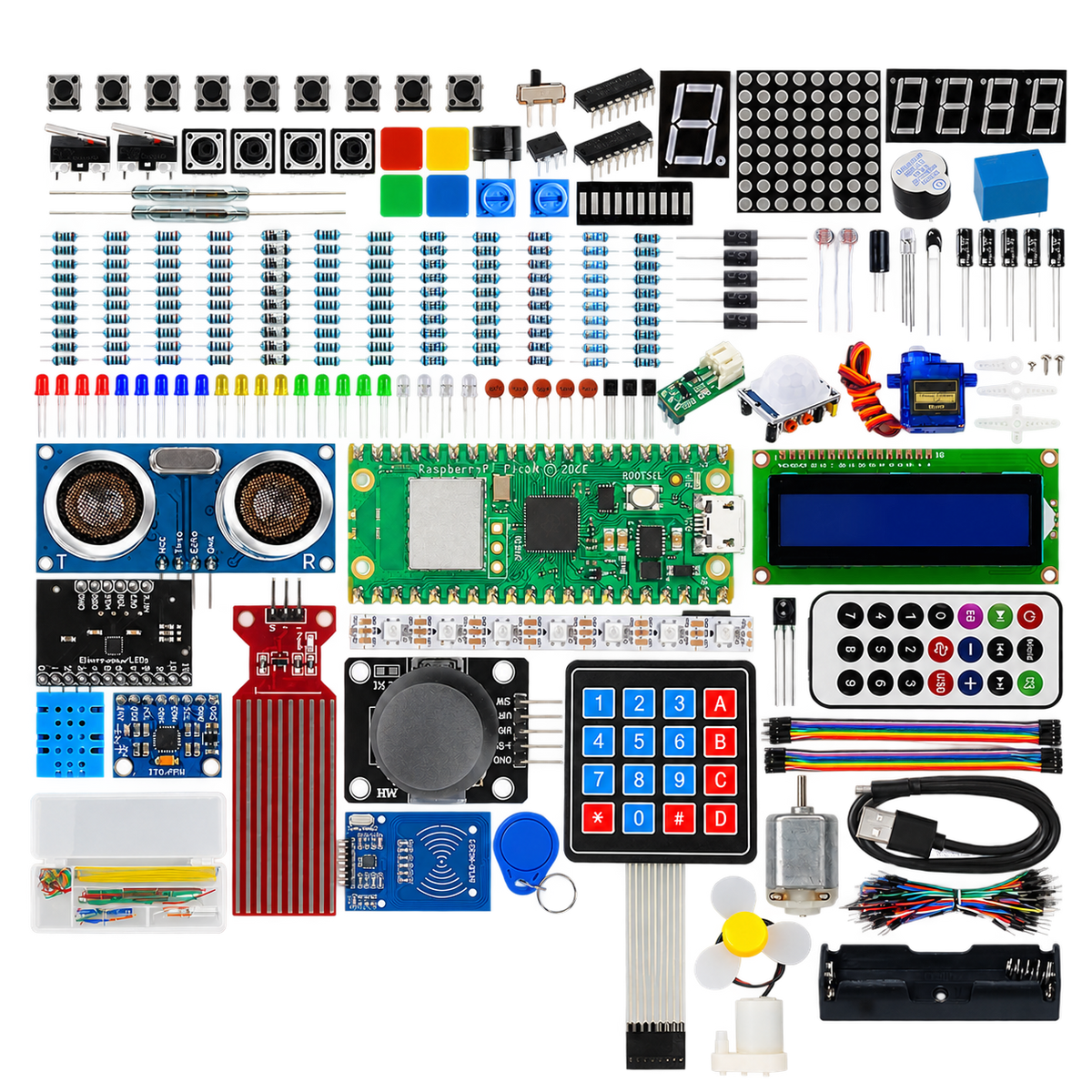 Pico W Wireless Electronics Starter Kit — product view. Pico W electronics starter kit.