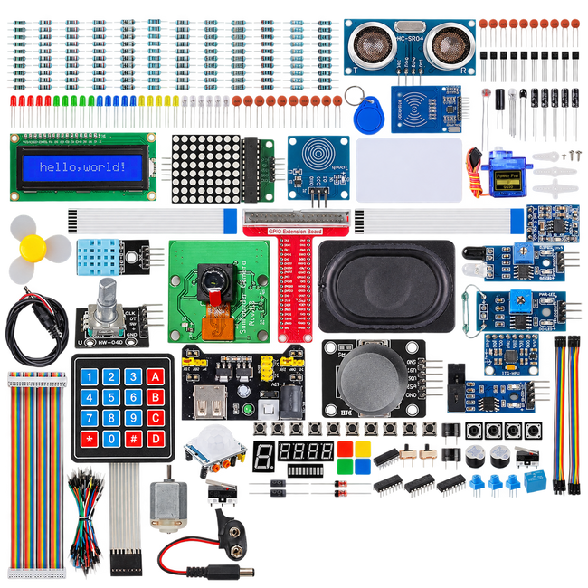 Raspberry Pi Electronics & Coding Lab — product view. Electronics components kit — Raspberry Pi excluded.