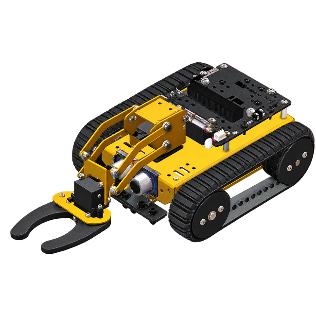 micro:bit Tracked Robot with 3-DOF Arm — product view. Standard tracked-arm kit — micro:bit excluded.
