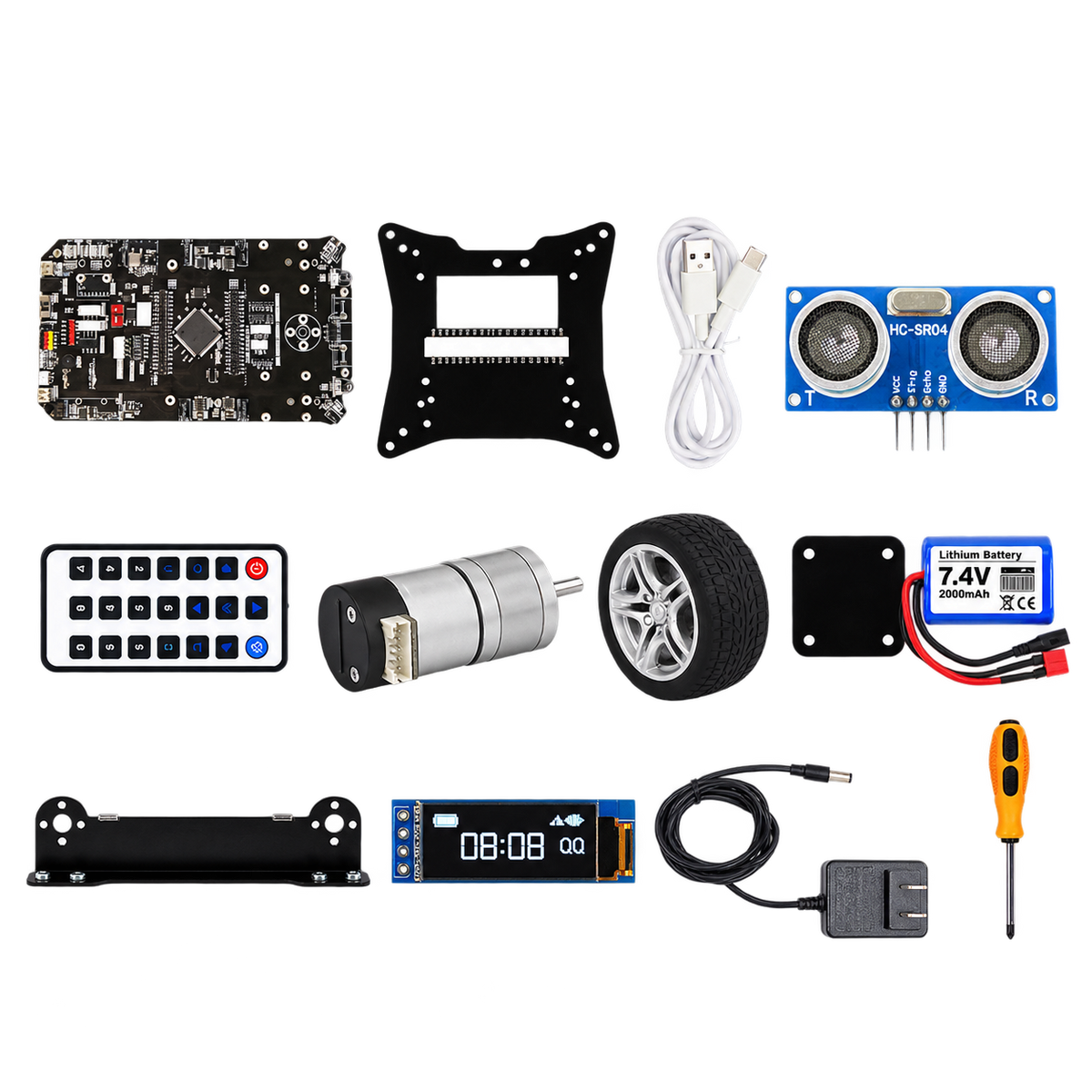 STM32 Four-Wheel Robot Car — Standard Kit — product view. Standard complete robot car kit.
