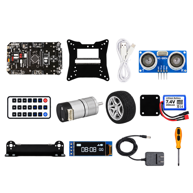 STM32 Four-Wheel Robot Car — Standard Kit — product view. Standard complete robot car kit.