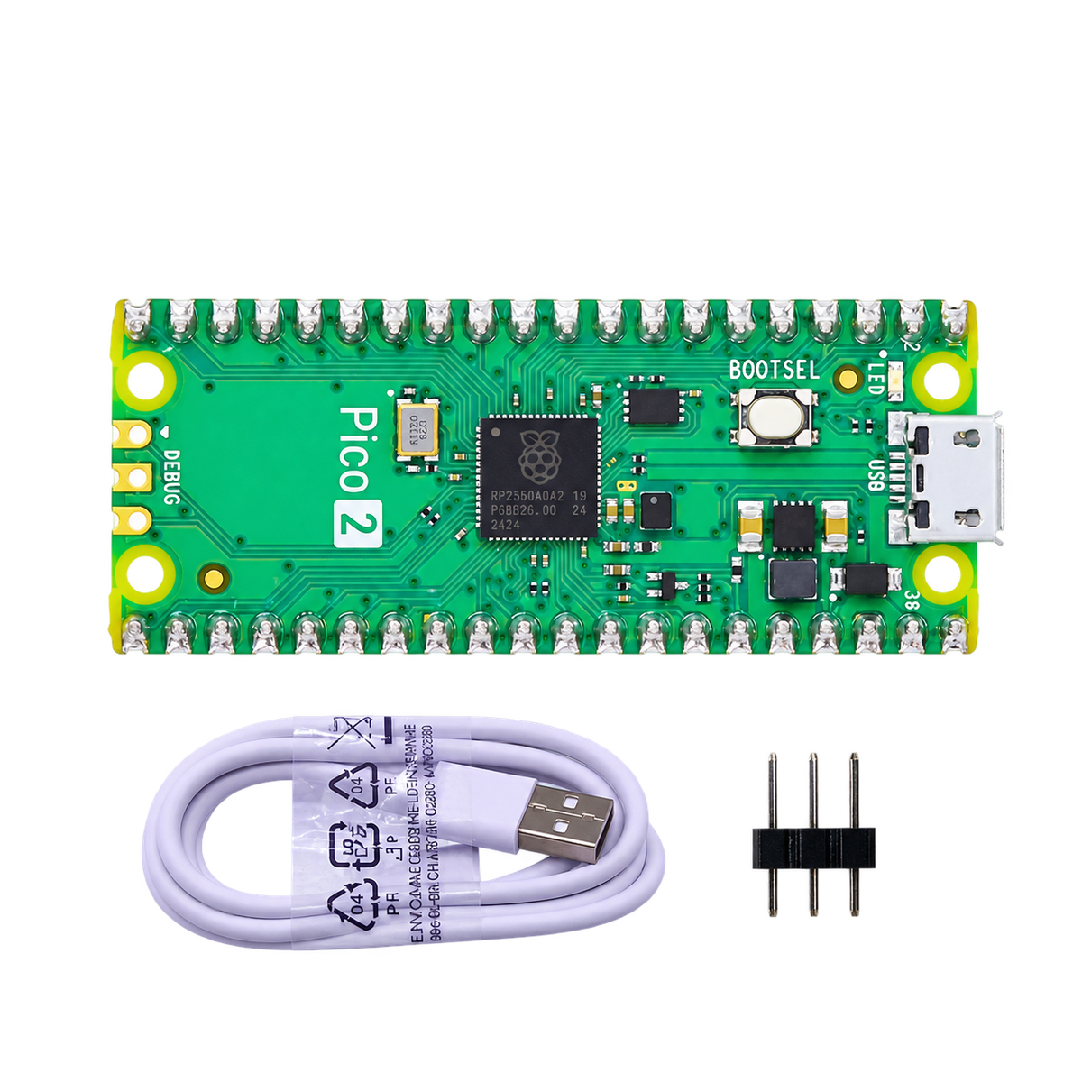 Raspberry Pi Pico 2 Basic Development Kit — product view. Pico 2 basic kit — not a complete robot.