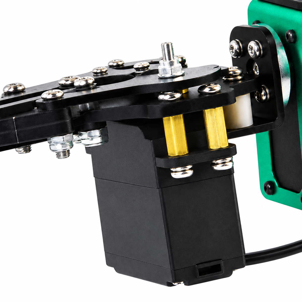 6kg-Class Serial-Bus Robot Servo — component close-up. One 6kg-class serial-bus servo. Arm and gripper mechanism excluded; only the servo is supplied.