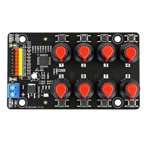 8-Channel PWM Servo Test & Control Board — product view. Eight-channel board — servos and power supply excluded.