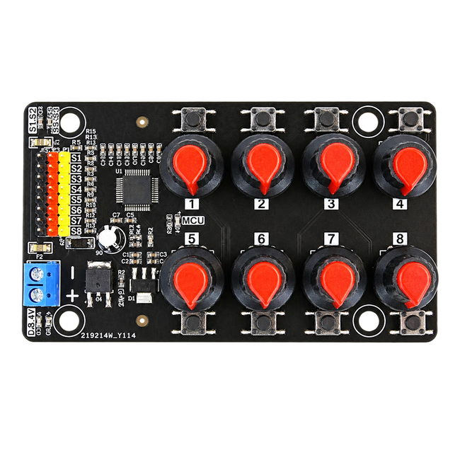 8-Channel PWM Servo Test & Control Board — product view. Eight-channel board — servos and power supply excluded.